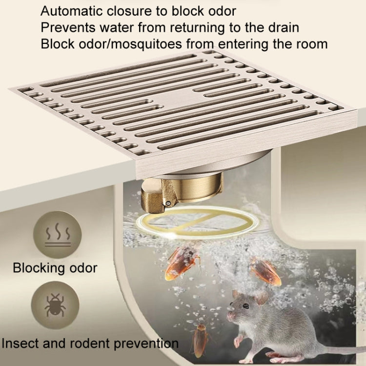 All Copper Brushed Anti-Odor Floor Drain Gravity Copper Core Bathroom Floor Drain, Specification: 8x20cm Long Invisible Medium Drain - Drain Strainers by PMc TechLife | Online Shopping South Africa | PMc TechLife | Buy Now Pay Later Mobicred