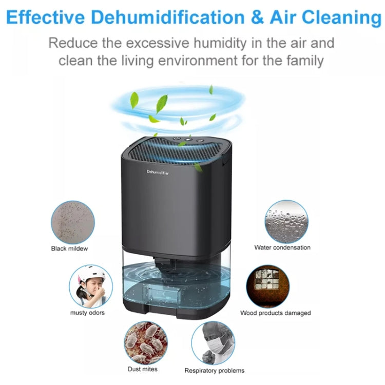 1L 36W Air Dehumidifier for Home Damp Drying Clothes with 7 colors Light EU Plug(Black) - free shipping - PMC TechLife - Order now!