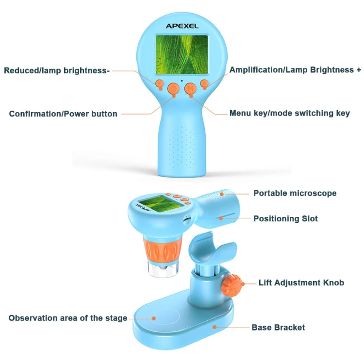 APEXEL MS201 800x 2.0-inch IPS Screen Kids Microscope Supports Taking Photos and Videos - free shipping - PMC TechLife - Order now!