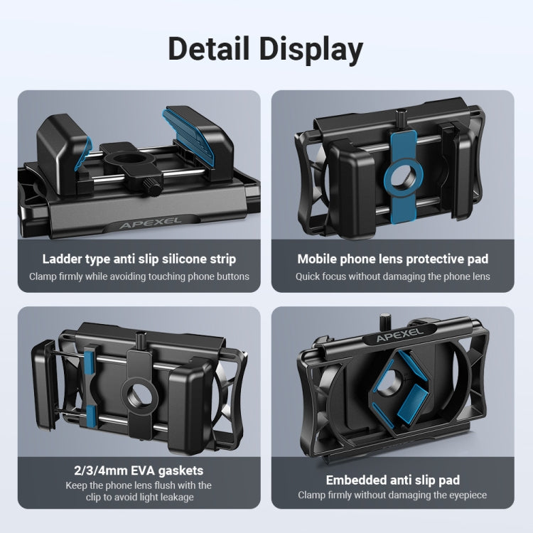 APEXEL F002X Universal Phone Adapter for Monoculars Binoculars Smartphone Holder Clip(Green) - free shipping - PMC Jewellery - Order now!