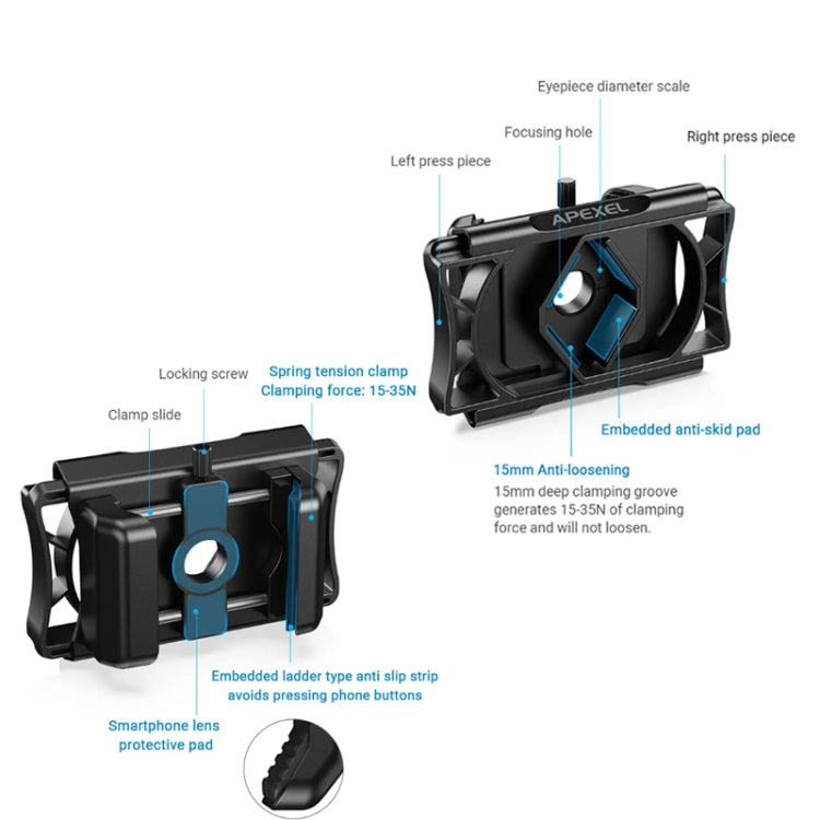 APEXEL F002X Universal Phone Adapter for Monoculars Binoculars Smartphone Holder Clip(Green) - free shipping - PMC Jewellery - Order now!