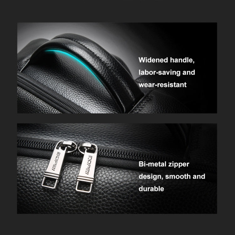 Bopai 61-120761 Large-capacity First-layer Cowhide Business Laptop Backpack With USB+Type-C Port(Black) - free shipping - PMC Jewellery - Order now!