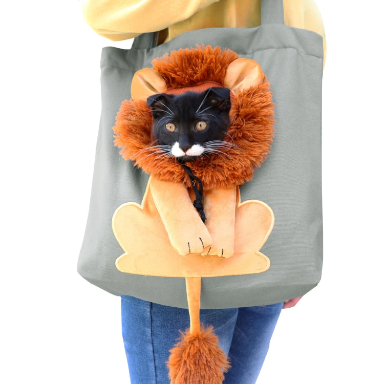 Canvas Expandable Little Lion Shape Cat Bag Small Dog Handbag, Size: Small (Dark Gray) - Pet Bags by PMC TechLife | Online Shopping South Africa | PMC TechLife | Buy Now Pay Later Mobicred
