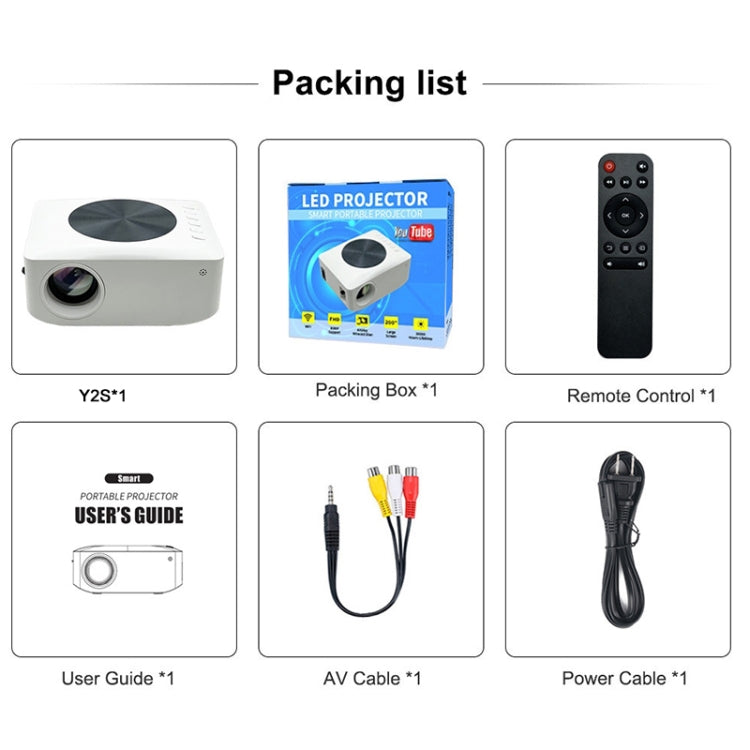 Y2S 1080P Mini LED WiFi Projector Support Wireless Wired Screen Mirroring Youtube Version(AU Plug) - Mini Projector by PMC TechLife | Online Shopping South Africa | PMC TechLife | Buy Now Pay Later Mobicred