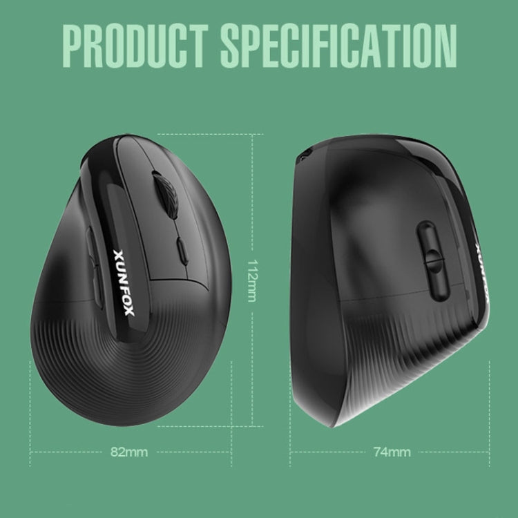 XUNSVFOX H5 Upright Vertical Dual Mode Mouse Rechargeable Wireless Business Office Mouse(Black) - free shipping - PMC Jewellery - Order now!