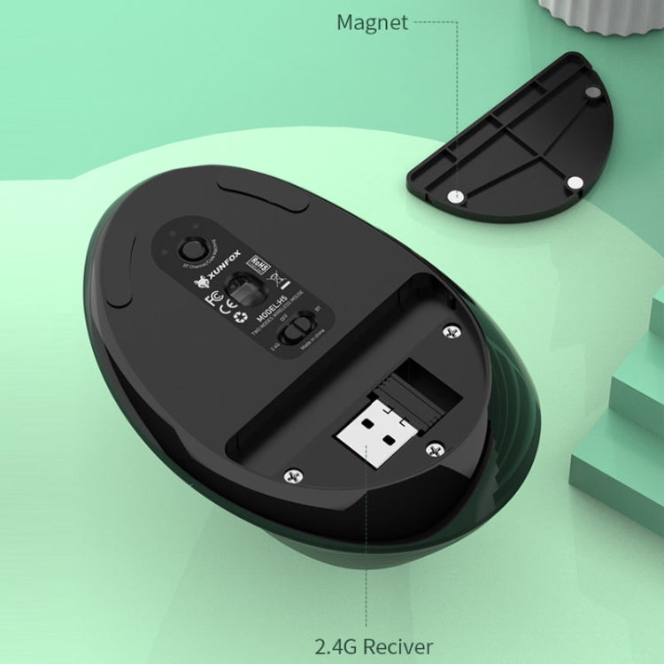 XUNSVFOX H5 Upright Vertical Dual Mode Mouse Rechargeable Wireless Business Office Mouse(Black) - free shipping - PMC Jewellery - Order now!