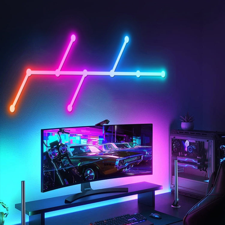 JSK-P22 5V Bluetooth RGB Stitching Light E-Sports Atmosphere Decorative Lamp, Style: 6 Sections+USB To DC Line+EU Plug(Black) - Novelty Lighting by PMC TechLife | Online Shopping South Africa | PMC TechLife | Buy Now Pay Later Mobicred