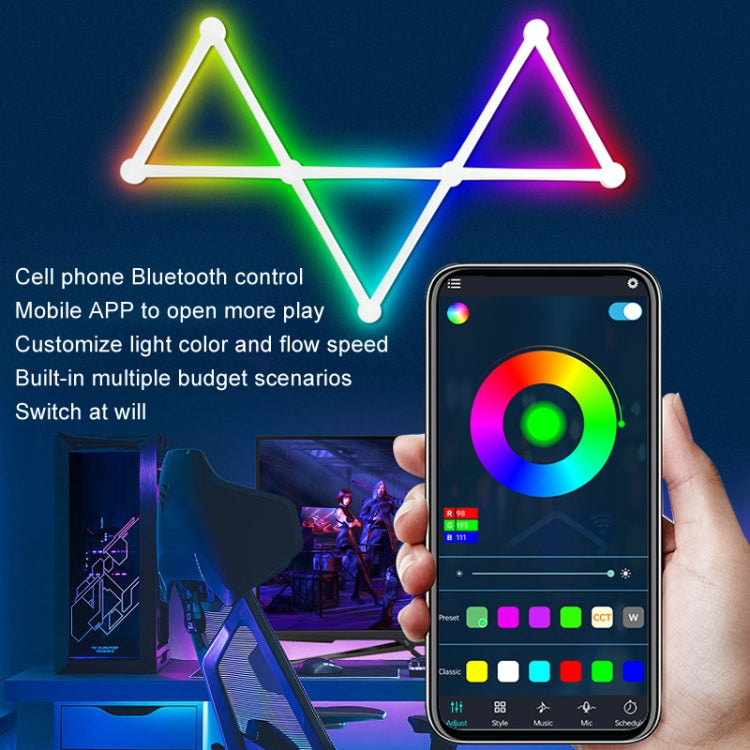 JSK-P22 5V Bluetooth RGB Stitching Light E-Sports Atmosphere Decorative Lamp, Style: 6 Sections+USB To DC Line+US Plug(Black) - Novelty Lighting by PMC TechLife | Online Shopping South Africa | PMC TechLife | Buy Now Pay Later Mobicred