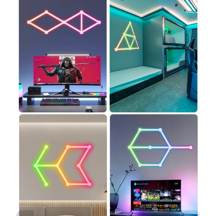 JSK-P22 5V Bluetooth RGB Stitching Light E-Sports Atmosphere Decorative Lamp, Style: 9 Sections+USB To DC Line(White) - Novelty Lighting by PMC TechLife | Online Shopping South Africa | PMC TechLife | Buy Now Pay Later Mobicred
