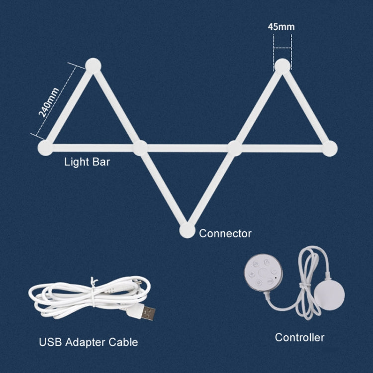 JSK-P22 5V Bluetooth RGB Stitching Light E-Sports Atmosphere Decorative Lamp, Style: 9 Sections+USB To DC Line(White) - Novelty Lighting by PMC TechLife | Online Shopping South Africa | PMC TechLife | Buy Now Pay Later Mobicred
