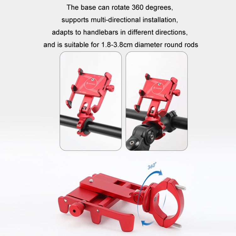 JOHORSE Bicycle Shockproof Mobile Phone Holder Motorcycle Riding Equipment, Color: Stem Red - Holders by JOHORSE | Online Shopping South Africa | PMC TechLife | Buy Now Pay Later Mobicred