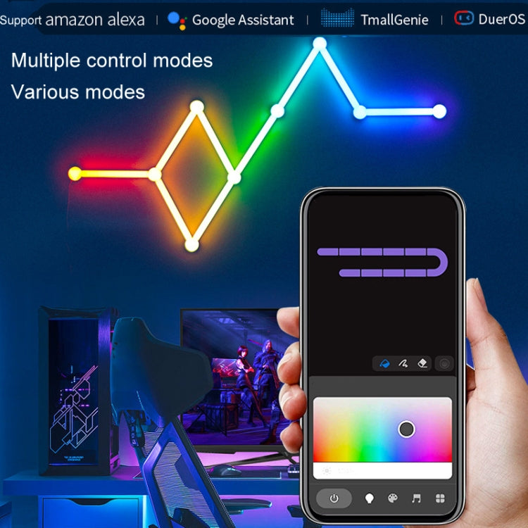 JSK-P26 Smart WiFi Bluetooth Version RGB Direct Illumination Phantom Splicing Light, Support Amazon Alexa / Google Assistant / DuerOS, Style: 9 Sections+UK Plug Adapter(White) - Novelty Lighting by PMC TechLife | Online Shopping South Africa | PMC TechLife | Buy Now Pay Later Mobicred