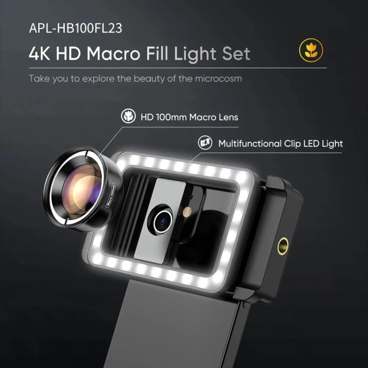APEXEL 4K HD 100mm Macro Lens With LED Fill Light Set for Smartphones - free shipping - PMC Jewellery - Order now!