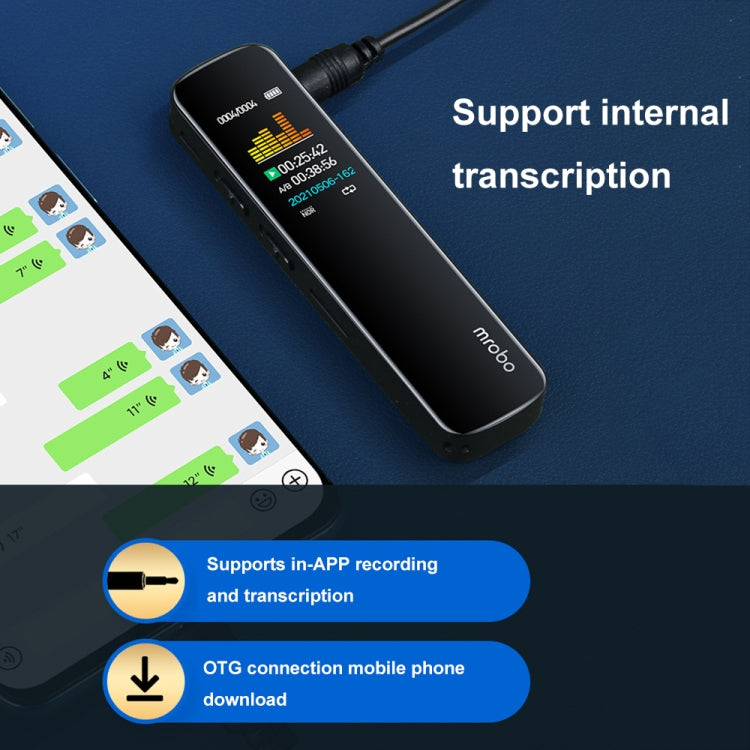 Mrobo RV-19 0.96-inch HD Screen 3D Noise Reduction Recording Pen Music Player, Capacity: 4GB(Black) - Recording Pen by Mrobo | Online Shopping South Africa | PMC TechLife | Buy Now Pay Later Mobicred
