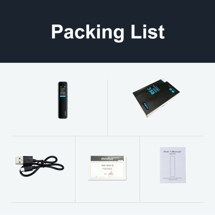 Mrobo RV-19 0.96-inch HD Screen 3D Noise Reduction Recording Pen Music Player, Capacity: 16 GB(Black) - free shipping - PMC TechLife - Order now!