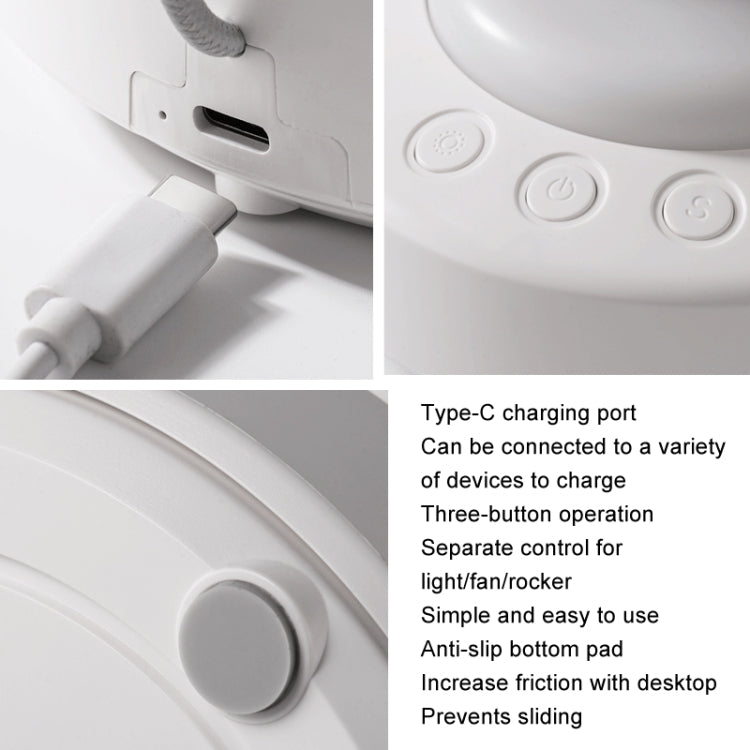 Air Circulation Fan Automatic Oscillating Head Desktop Fan With LED Light(White) - Electric Fans by PMC TechLife | Online Shopping South Africa | PMC TechLife | Buy Now Pay Later Mobicred