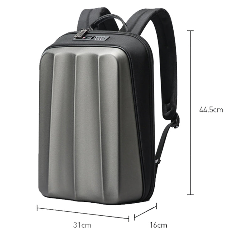 Bopai 61-122579 Large Capacity Hard Shell Password Lock Waterproof Business Laptop Backpack(Grey) - free shipping - PMC Jewellery - Order now!