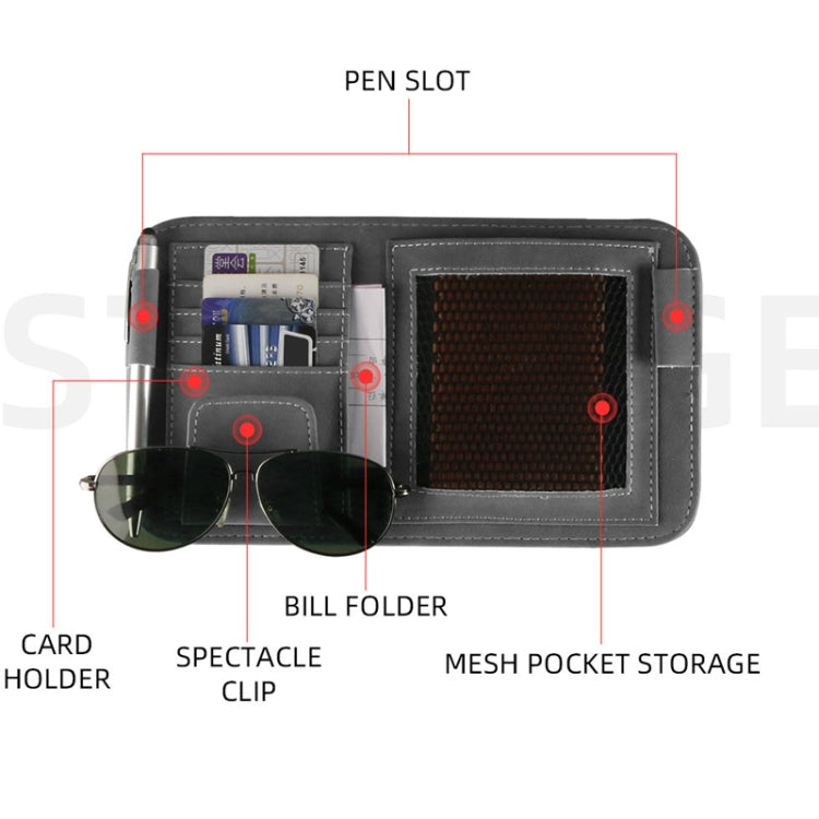 Car Sun Visor Bill Holder Glasses Clip Storage Bag(Grey) - Sunglasses & Glasses Clips by PMC TechLife | Online Shopping South Africa | PMC TechLife | Buy Now Pay Later Mobicred