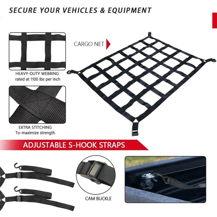 127x106cm Truck Bed Cargo Net Pickup Bed Netting Strap - Stowing Tidying by PMC TechLife | Online Shopping South Africa | PMC TechLife | Buy Now Pay Later Mobicred