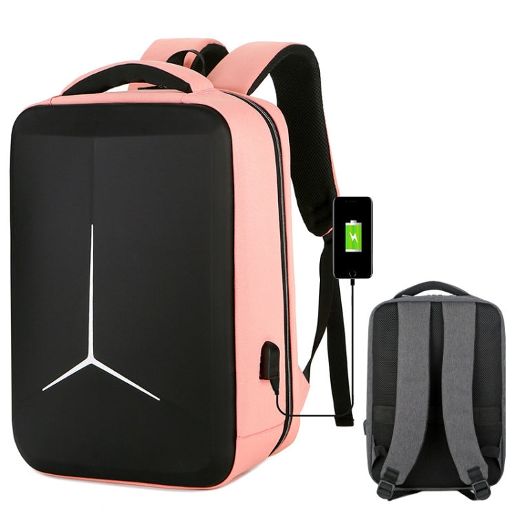 15 inch Large-Capacity Waterproof Business Commuter Laptop Backpack with USB Port(Simplified Pink) - Backpack by PMC Jewellery | Online Shopping South Africa | PMC Jewellery | Buy Now Pay Later Mobicred
