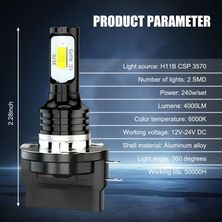 2pcs H11B 3570 2LED 80W Car Headlight Bulbs High Bright Fog Lights(Yellow) - Fog / Driving Lights by PMC TechLife | Online Shopping South Africa | PMC TechLife | Buy Now Pay Later Mobicred