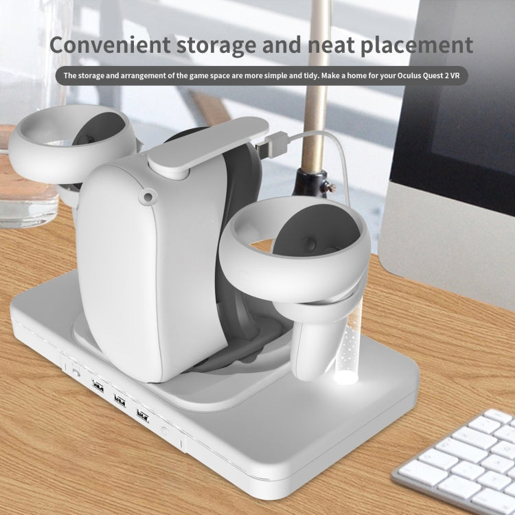 For Meta Quest 2 Desktop Bracket VR Glasses Wireless Charger Colorful Light Emitting Base(White) - VR Accessories by PMC TechLife | Online Shopping South Africa | PMC TechLife | Buy Now Pay Later Mobicred