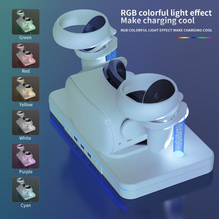 For Meta Quest 2 Desktop Bracket VR Glasses Wireless Charger Colorful Light Emitting Base(White) - VR Accessories by PMC TechLife | Online Shopping South Africa | PMC TechLife | Buy Now Pay Later Mobicred