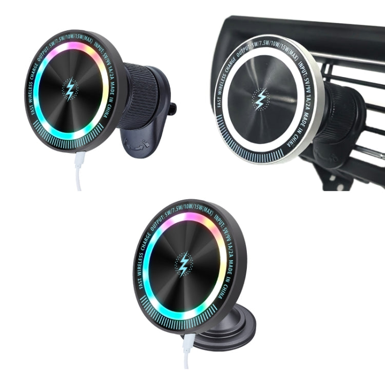 Magsafe 15W Magnetic Colorful Light Wireless Charging Mobile Phone Holder, Color: A9 Air Outlet Dark Gray - Wireless Charger Holders by PMC TechLife | Online Shopping South Africa | PMC TechLife | Buy Now Pay Later Mobicred