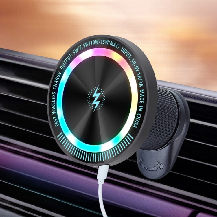 Magsafe 15W Magnetic Colorful Light Wireless Charging Mobile Phone Holder, Color: A9 Air Outlet Dark Gray - Wireless Charger Holders by PMC TechLife | Online Shopping South Africa | PMC TechLife | Buy Now Pay Later Mobicred