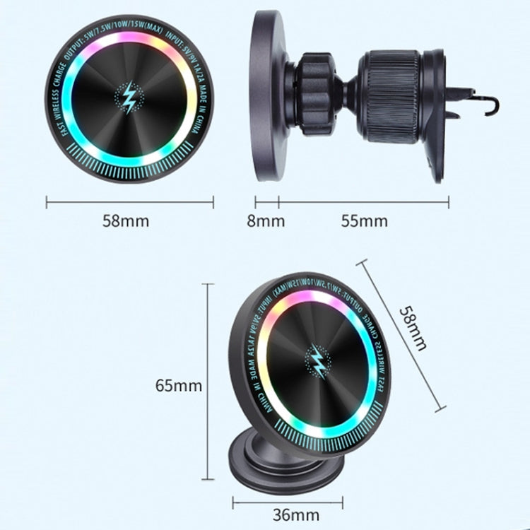 Magsafe 15W Magnetic Colorful Light Wireless Charging Mobile Phone Holder, Color: A9 Adhesive Dark Gray - Wireless Charger Holders by PMC TechLife | Online Shopping South Africa | PMC TechLife | Buy Now Pay Later Mobicred