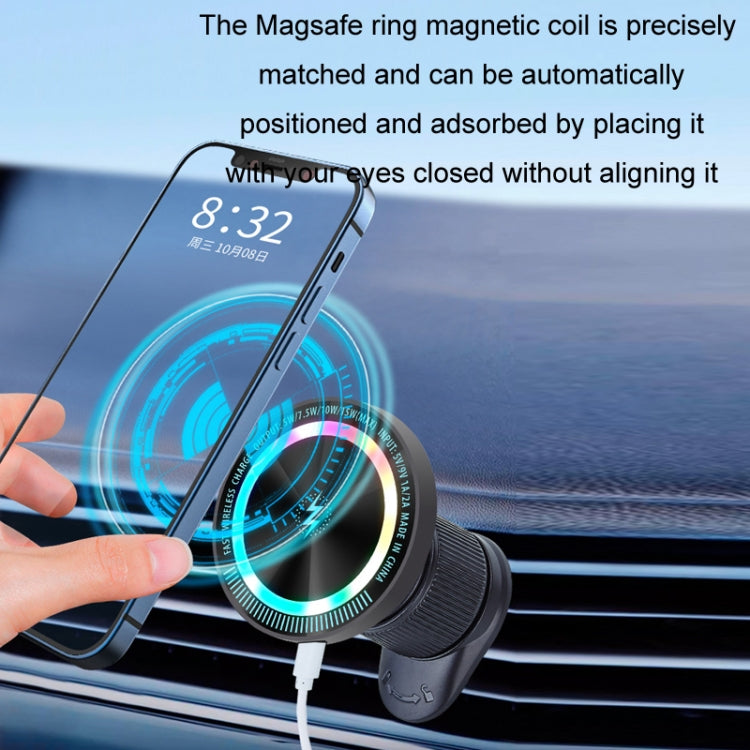 Magsafe 15W Magnetic Colorful Light Wireless Charging Mobile Phone Holder, Color: A9 Air Outlet Dark Gray - Wireless Charger Holders by PMC TechLife | Online Shopping South Africa | PMC TechLife | Buy Now Pay Later Mobicred