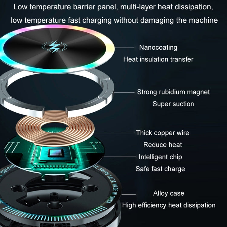 Magsafe 15W Magnetic Colorful Light Wireless Charging Mobile Phone Holder, Color: A9 Adhesive Dark Gray - Wireless Charger Holders by PMC TechLife | Online Shopping South Africa | PMC TechLife | Buy Now Pay Later Mobicred