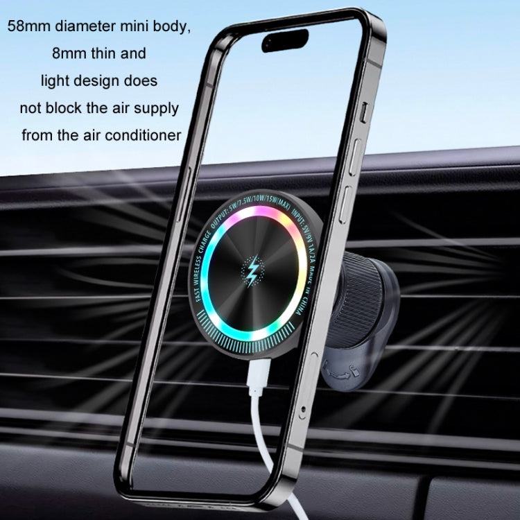 Magsafe 15W Magnetic Colorful Light Wireless Charging Mobile Phone Holder, Color: A9 Adhesive Dark Gray - Wireless Charger Holders by PMC TechLife | Online Shopping South Africa | PMC TechLife | Buy Now Pay Later Mobicred