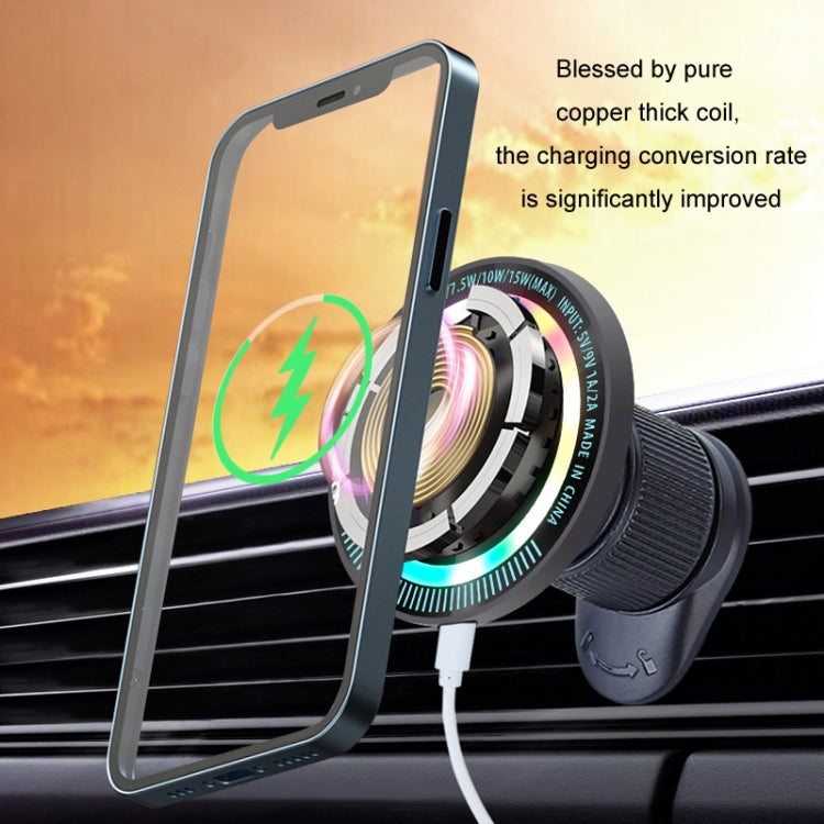 Magsafe 15W Magnetic Colorful Light Wireless Charging Mobile Phone Holder, Color: A9 Air Outlet Dark Gray - Wireless Charger Holders by PMC TechLife | Online Shopping South Africa | PMC TechLife | Buy Now Pay Later Mobicred