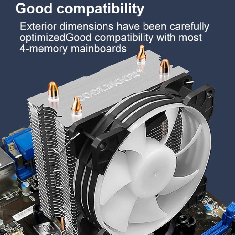 COOLMOON Frost Double Copper Tube CPU Fan Desktop PC Illuminated Silent AMD Air-Cooled Cooler, Style: P2 Magic Moon Edition Single Fan - free shipping - PMC Jewellery - Order now!