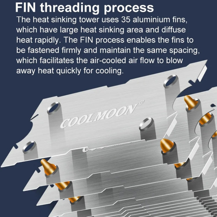 COOLMOON Frost Double Copper Tube CPU Fan Desktop PC Illuminated Silent AMD Air-Cooled Cooler, Style: P22 Streamline Edition Double Fan - free shipping - PMC Jewellery - Order now!