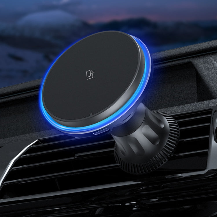 Car Magnetic Wireless Charging Cell Phone Holder With Ambient Light, Style: Blue Light - Wireless Charger Holders by PMC TechLife | Online Shopping South Africa | PMC TechLife | Buy Now Pay Later Mobicred