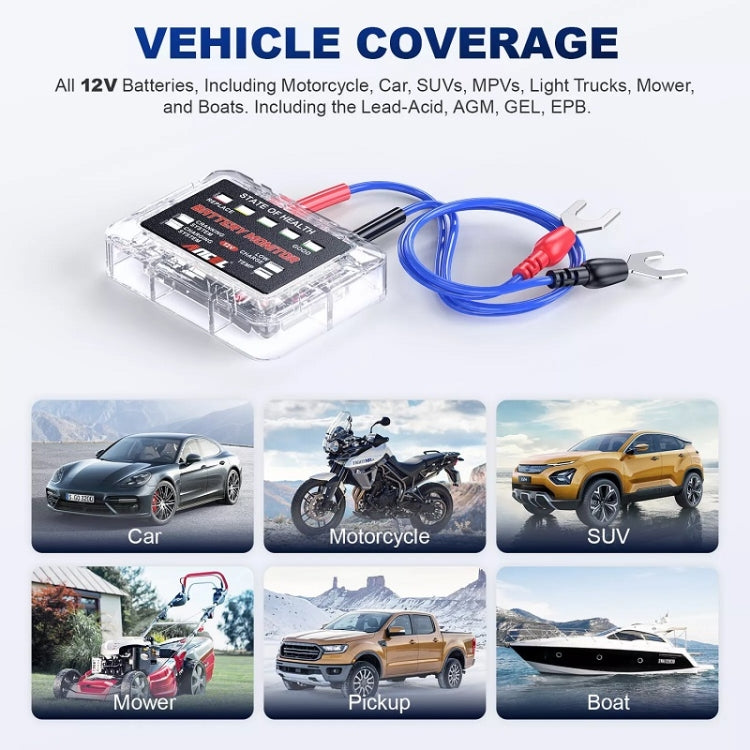 ANCEL 12V LED Car Battery Tester SOH/SOC Rechargeable Battery Analysis Tool - free shipping - PMC TechLife - Order now!
