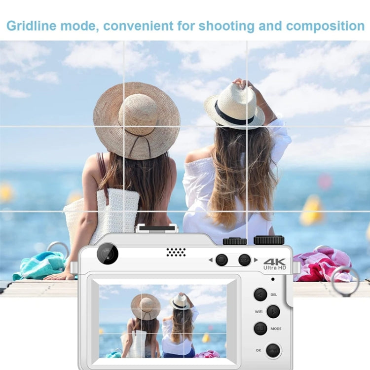 3-Inch Display Digital Camera Dual Front And Rear Cameras 48MP, 18x Digital Zoom 4K HD Camcorder(White) - Video Cameras by PMC TechLife | Online Shopping South Africa | PMC TechLife | Buy Now Pay Later Mobicred