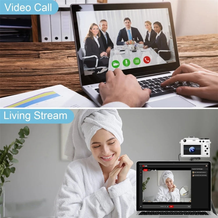 3-Inch Display Digital Camera Dual Front And Rear Cameras 48MP, 18x Digital Zoom 4K HD Camcorder(White) - Video Cameras by PMC TechLife | Online Shopping South Africa | PMC TechLife | Buy Now Pay Later Mobicred