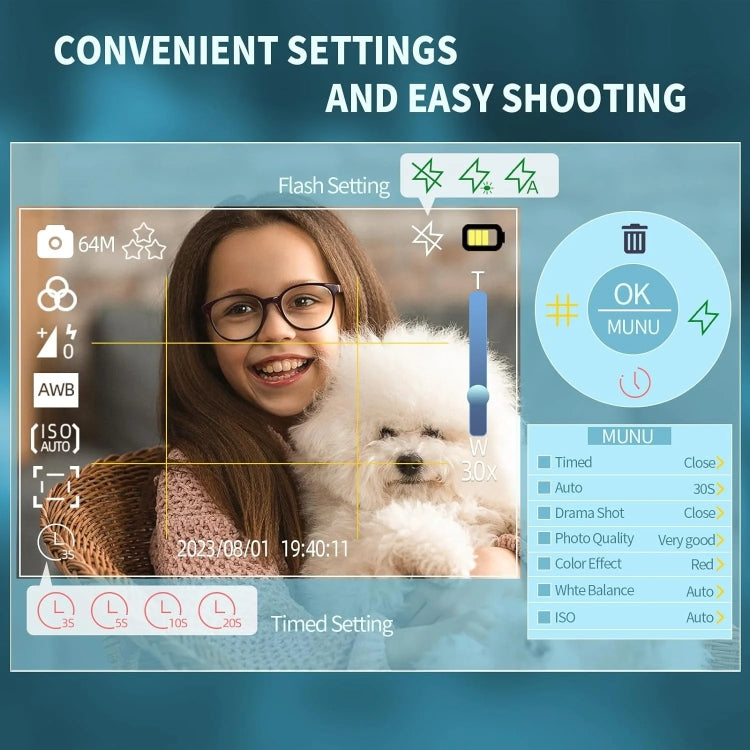 2.8-Inch Display Digital Camera 64MP 4K HD Camcorder With 18x Digital Zoom(Black) - Video Cameras by PMC TechLife | Online Shopping South Africa | PMC TechLife | Buy Now Pay Later Mobicred