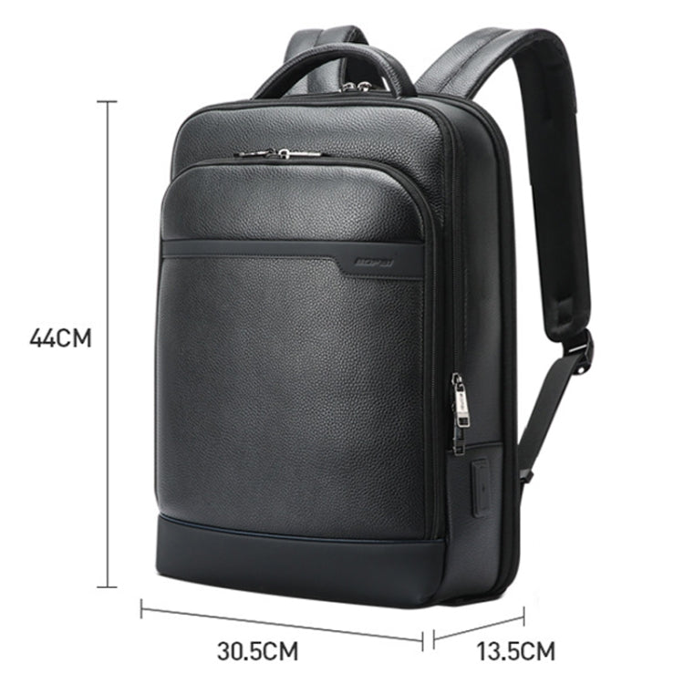 Bopai 61-122391 Large-capacity First-layer Cowhide Business Laptop Backpack With USB+Type-C Port(Black) - free shipping - PMC Jewellery - Order now!