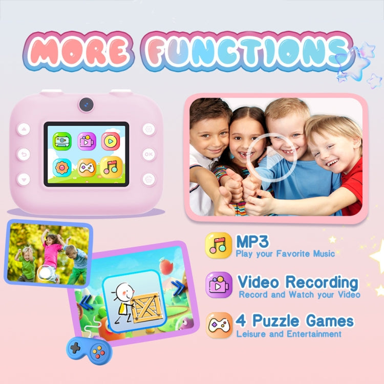 M8 2.4-Inch 1080P HD 2400W Pixel Dual-Camera Children Thermal Printing Camera, Color: Pink+32GB - Children Cameras by PMC TechLife | Online Shopping South Africa | PMC TechLife | Buy Now Pay Later Mobicred