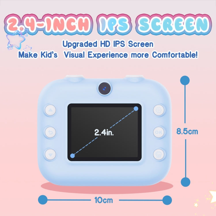 M8 2.4-Inch 1080P HD 2400W Pixel Dual-Camera Children Thermal Printing Camera, Color: Blue+32GB - Children Cameras by PMC TechLife | Online Shopping South Africa | PMC TechLife | Buy Now Pay Later Mobicred