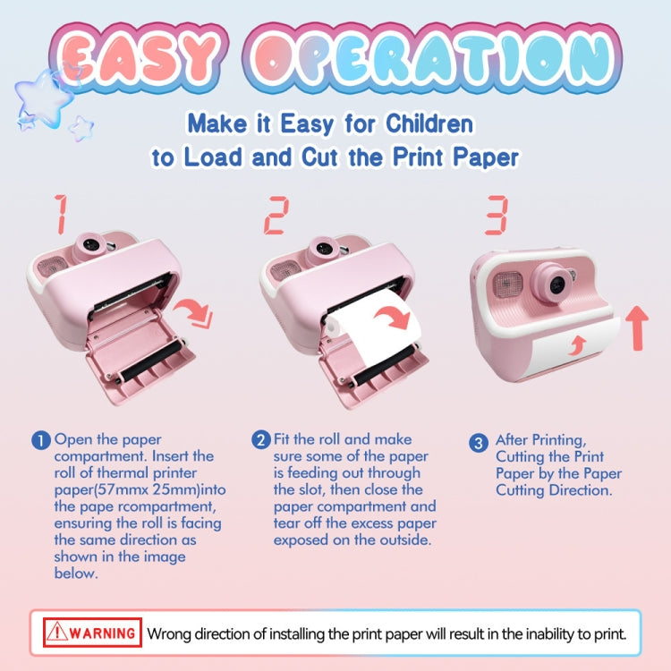 M8 2.4-Inch 1080P HD 2400W Pixel Dual-Camera Children Thermal Printing Camera, Color: Pink+32GB - Children Cameras by PMC TechLife | Online Shopping South Africa | PMC TechLife | Buy Now Pay Later Mobicred