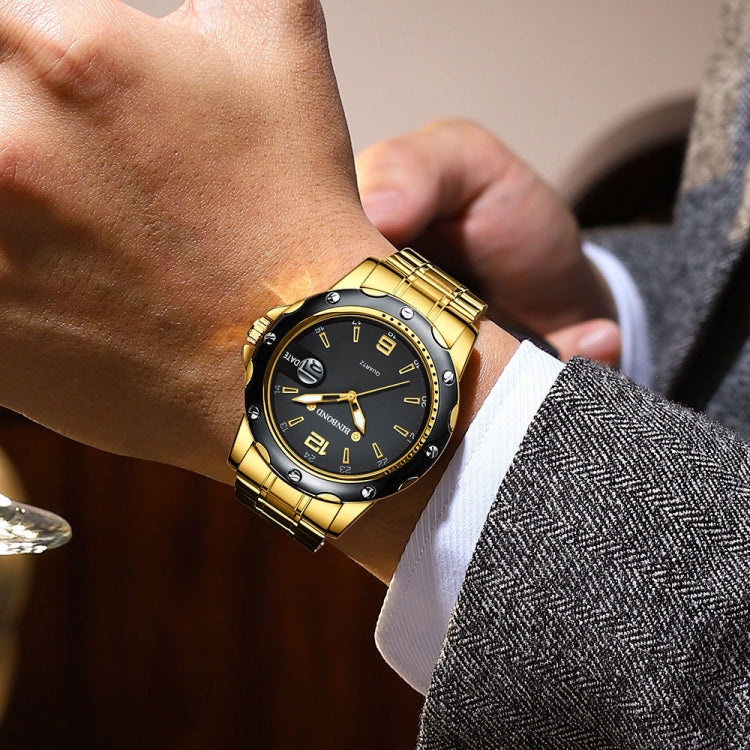 BINBOND B9696 Outdoor Calendar Luminous Waterproof Quartz Watch, Color: Black Steel-Black-White Nail - free shipping - PMC TechLife - Order now!