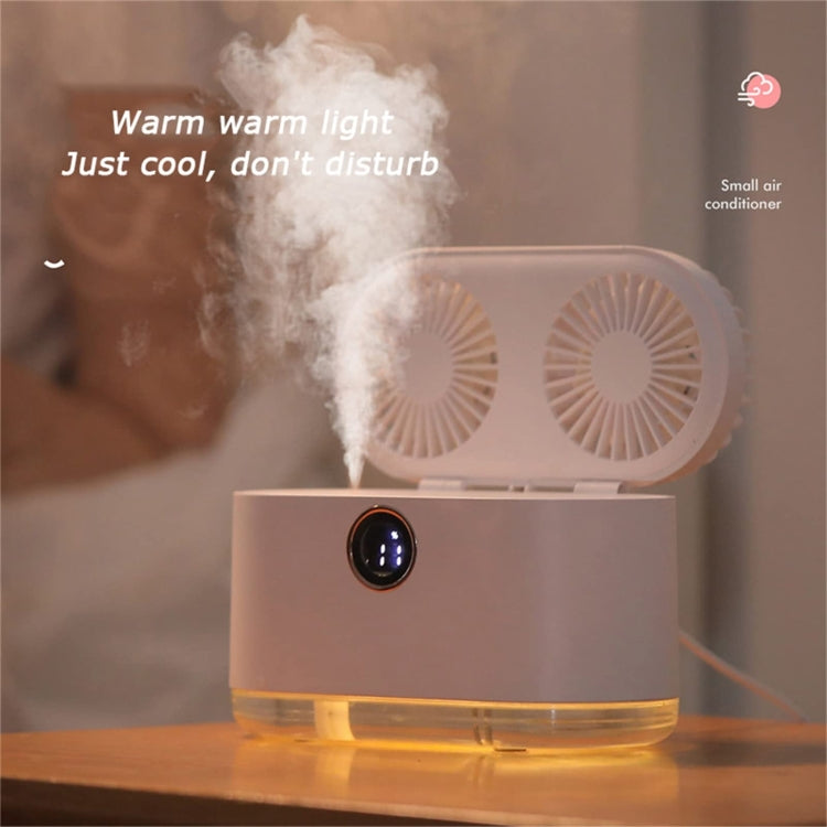 WT-818 Dual-leaf Spray Smart Digital Display Desktop Fan Night Light Humidification Cooler(White) - Electric Fans by PMC TechLife | Online Shopping South Africa | PMC TechLife | Buy Now Pay Later Mobicred