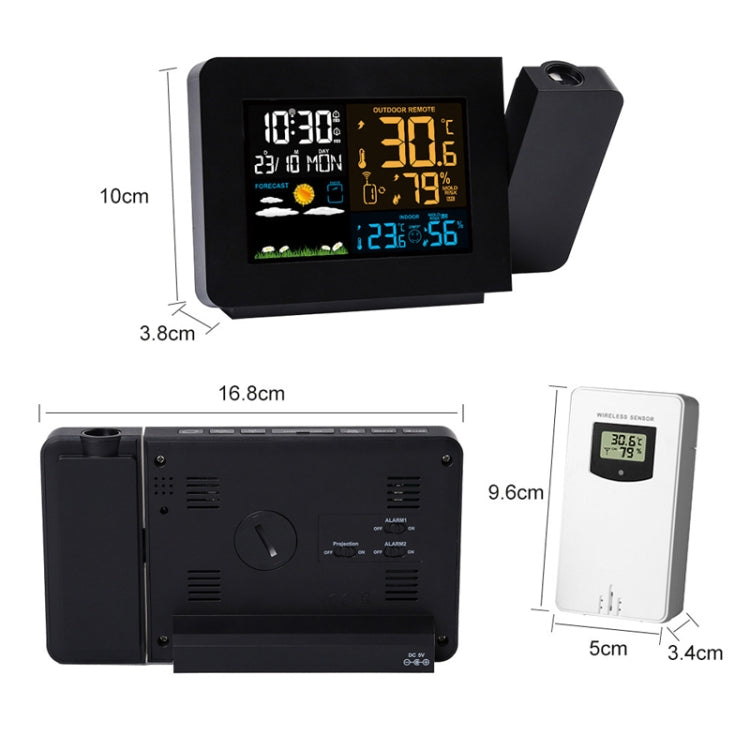 Household Color Screen Temperature And Humidity Meter Weather Forecast Projection Clock, Model: EU Plug - Novelty Clock by PMC TechLife | Online Shopping South Africa | PMC TechLife | Buy Now Pay Later Mobicred