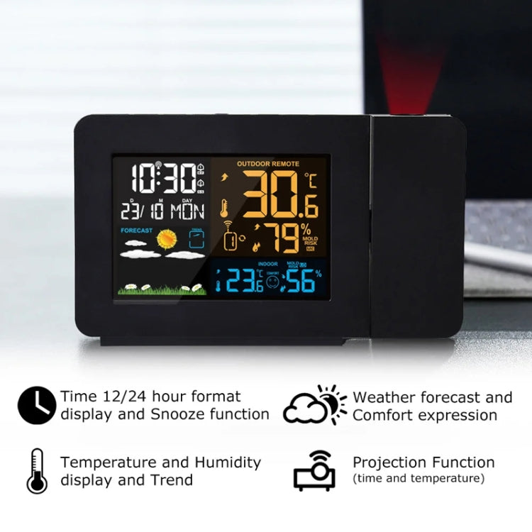 Household Color Screen Temperature And Humidity Meter Weather Forecast Projection Clock, Model: US Plug - Novelty Clock by PMC TechLife | Online Shopping South Africa | PMC TechLife | Buy Now Pay Later Mobicred