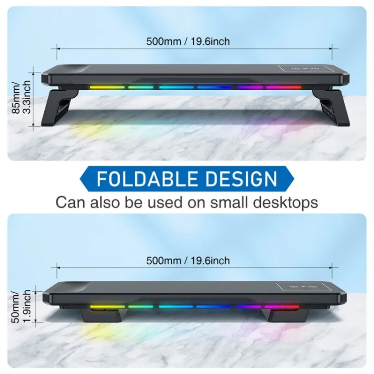 RGB Computer Monitor Stand Riser 3 USB 2.0 +1 Type-C Ports, Spec: Basic White - free shipping - PMC Jewellery - Order now!